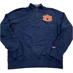 Auburn Tigers Sweatshirt Men Medium Blue Orange Pullover Sweater Quarter Zip
